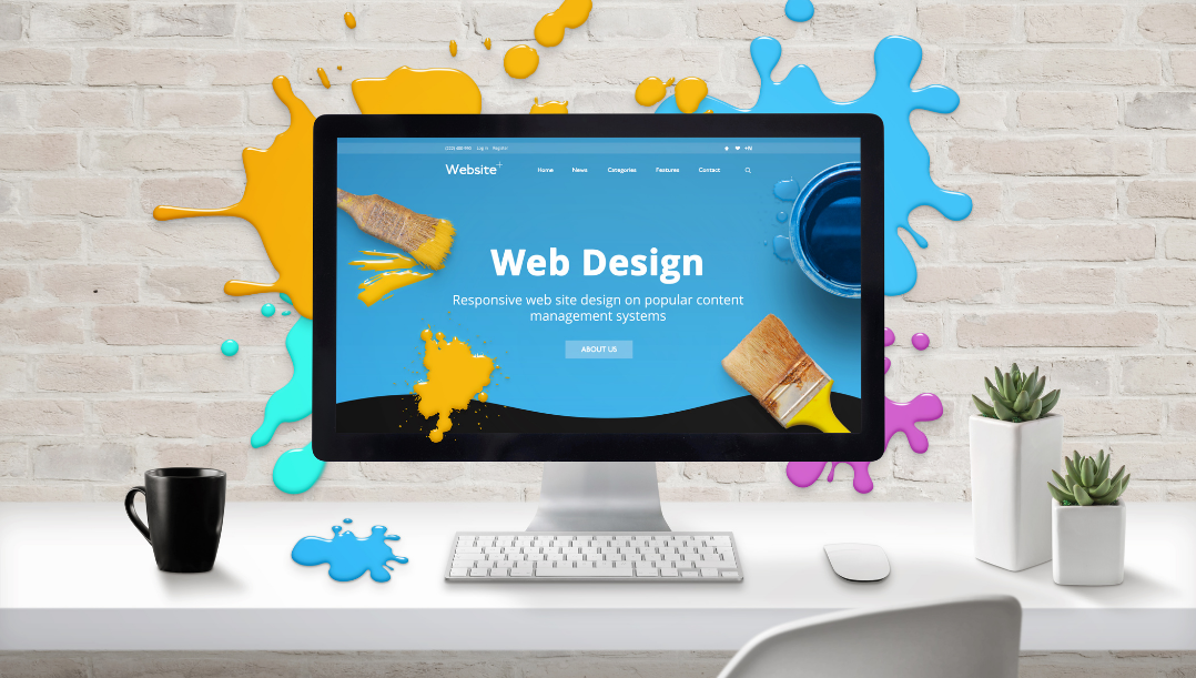 Bilgisayar ekranında “Web Design” yazısı bulunan, Isparta web tasarım hizmetini temsil eden görsel.